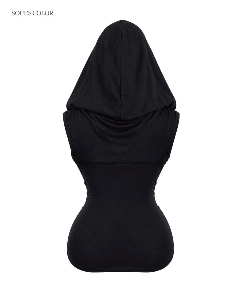 KAYA DRAPE BACKLESS HOODIE TOP (3COLOR)