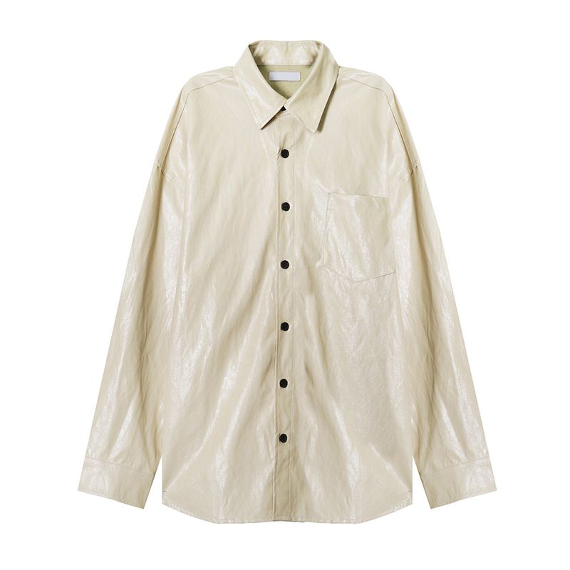 ASCLO Crack Leather Shirt Jacket (2color)