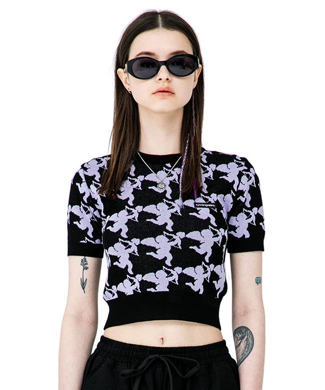 runningHIGH（ランニングハイ）の「CUPID ANGEL JACQUARD KNIT TOP（Tops）」