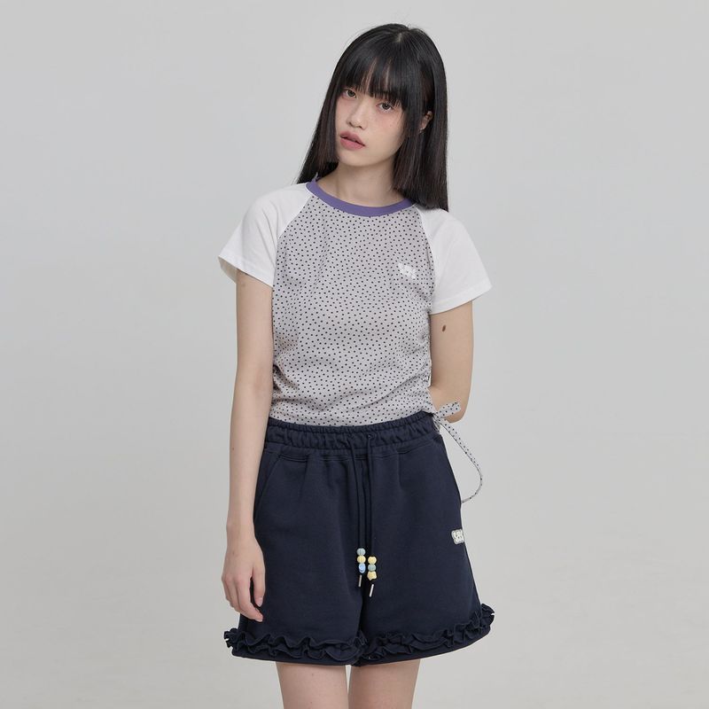 Star Dot Shirring Half Sleeve T-shirt