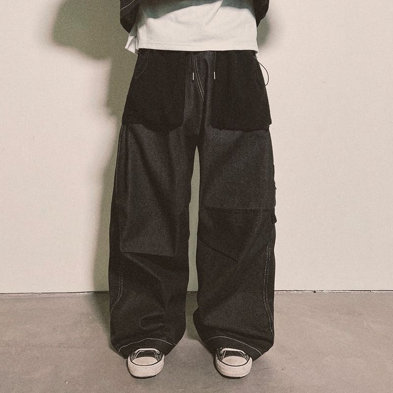 reverse Terry Pocket Denim Pants_black