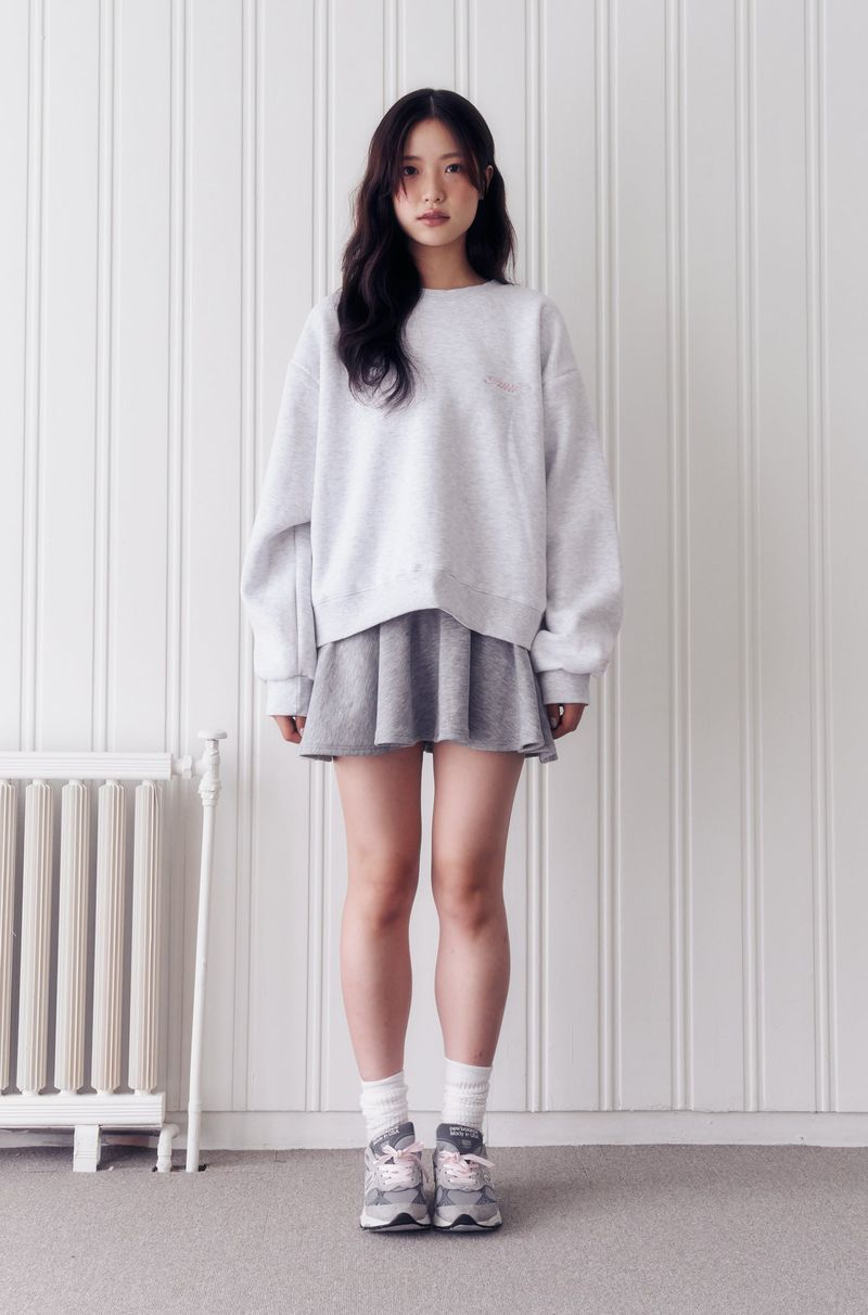 Lettering Round Neck Sweatshirt (W-MELANGE)