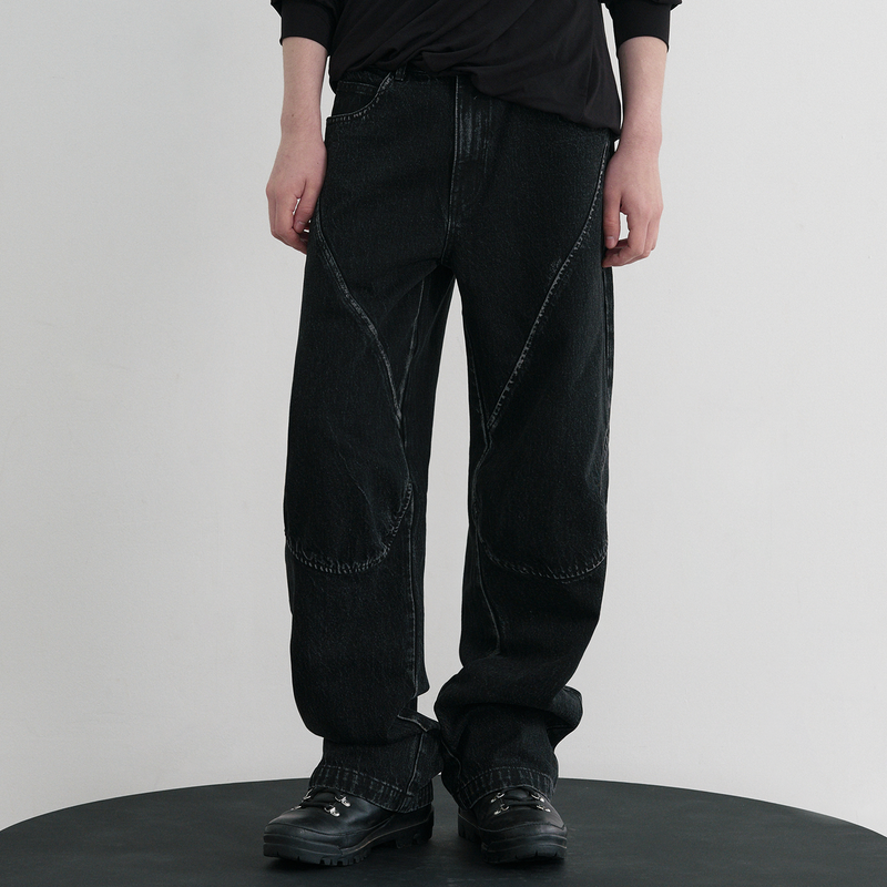 WOOALONG（ウアロン）の「グラインカーブシームウォッシュデニムパンツ - ブラック（パンツ）」