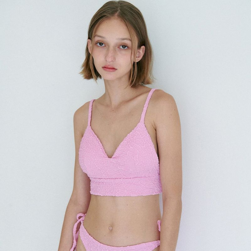 STRING SHIRRING BIKINI SET / PINK
