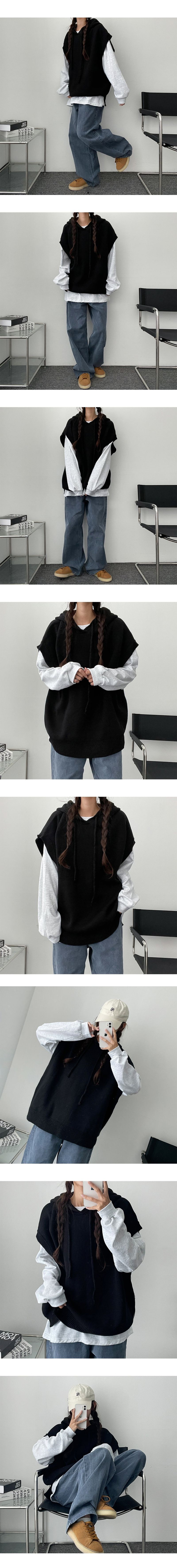 The Deep Boxy Hood Knit Vest