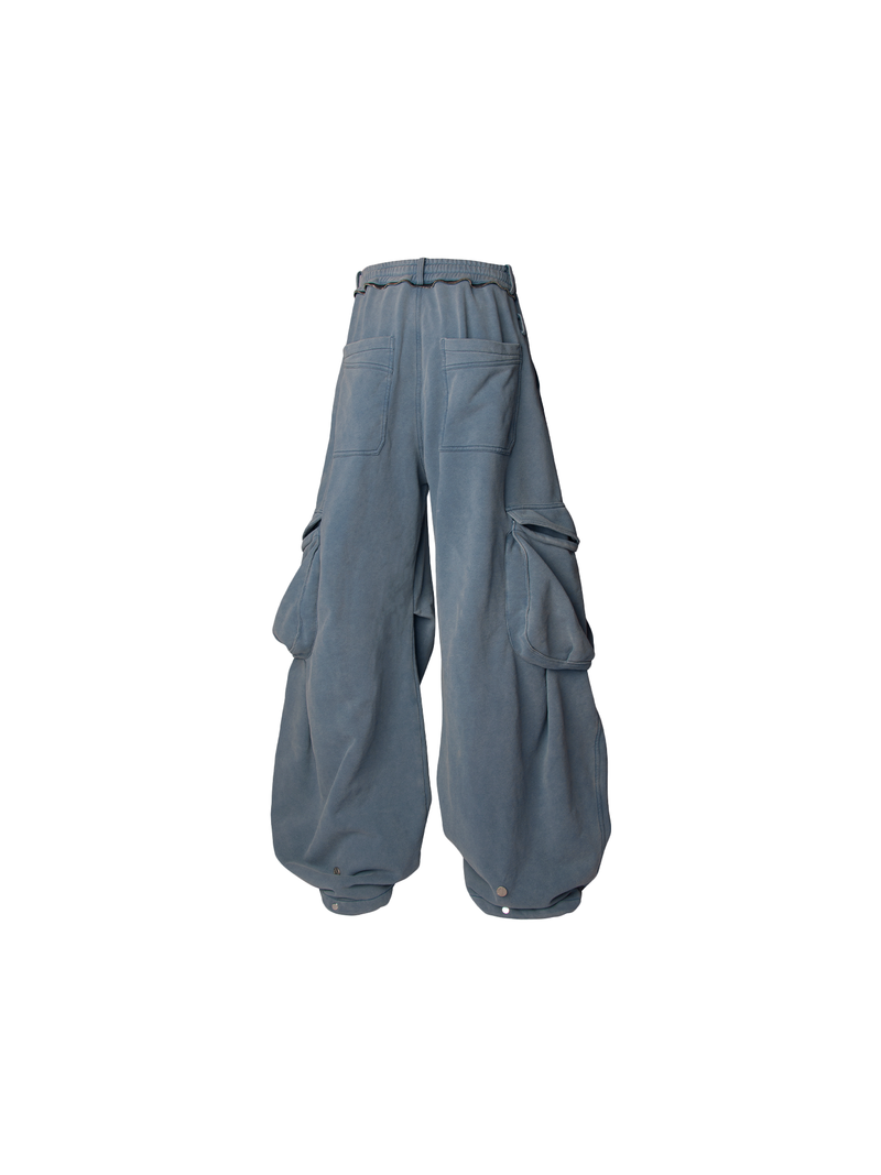 2510SWEAT_RELABEL Spatial Relations (Interconnected) Rewashed Water-Stirred Snowflake Surface Three-Dimensional Pocket Silhouette Wide-Leg Trousers