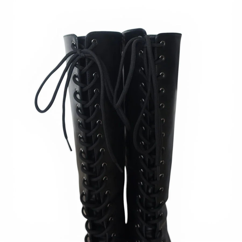 ROCK CHIC LACE-UP LONG BOOTS