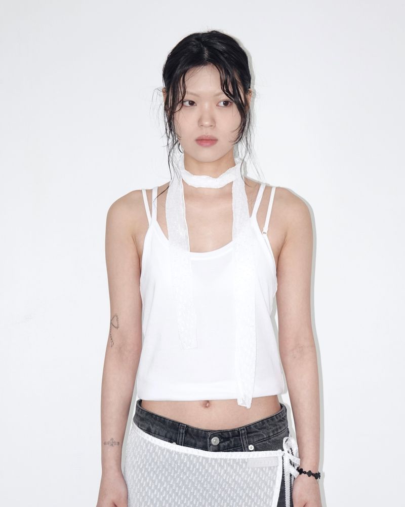 ROSSMOOR（ロスムーア）の「Sheer lace scarf_ white（Fashion Accessories）」