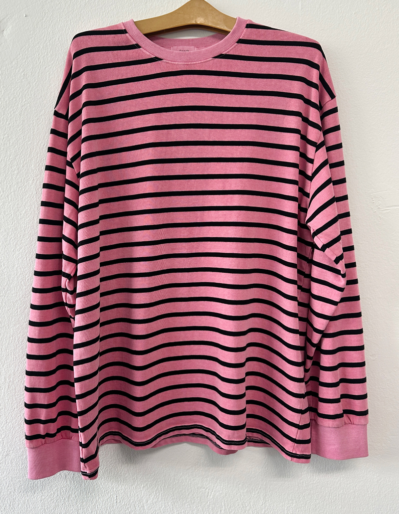 OVERFIT STRIPED ROUND BOX T🩶🖤🩷💙 - 4 COLORS