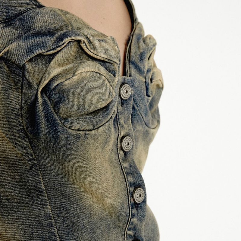 SHEISSHE/DENIM STRUCTURED VEST
