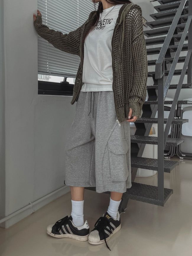 Side Round Pile Bermuda Pants