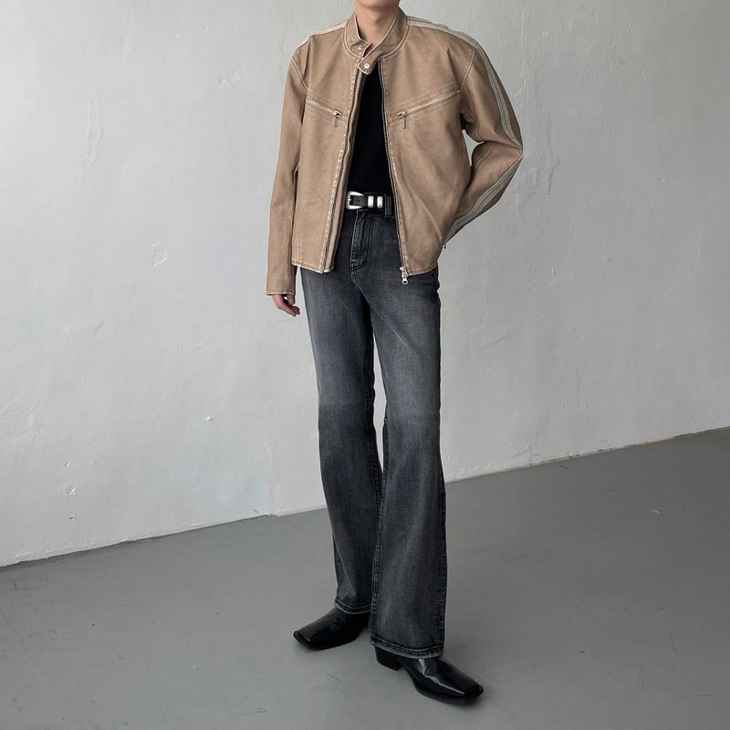 MG608 All Brush Back Slit Bootcut Denim
