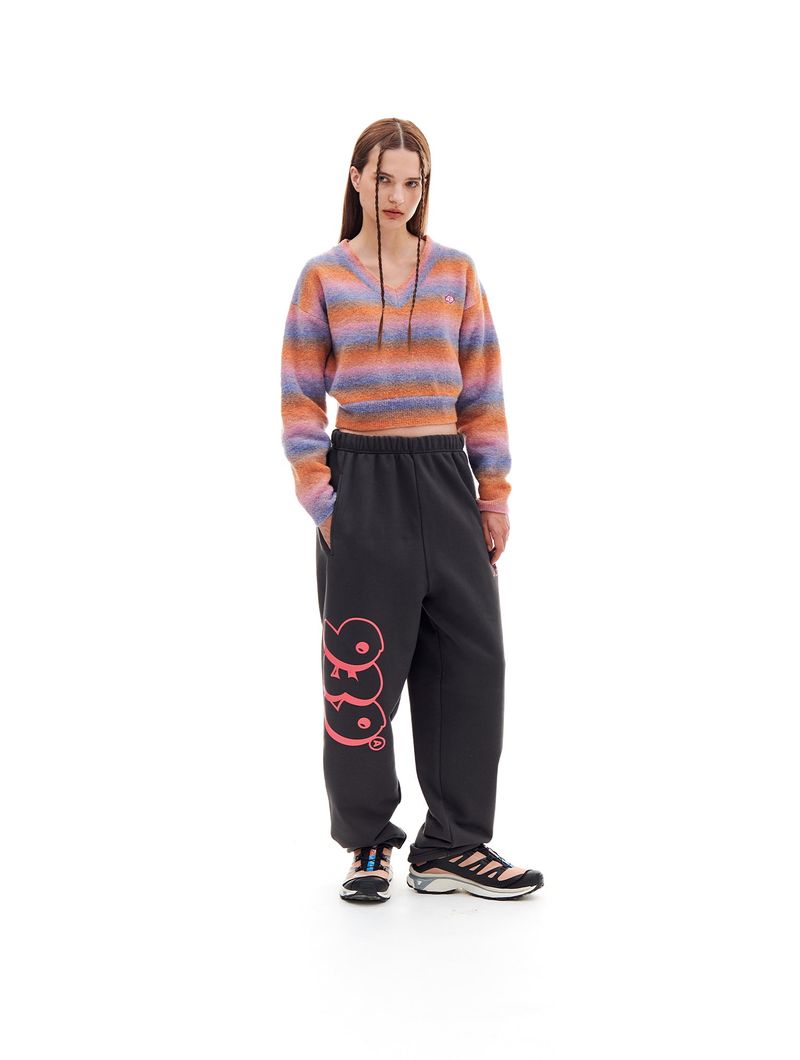 HAIRY STRIPE CROP KNIT (ORANGE)