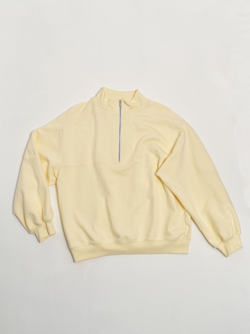 HALF ZIP SWEAT SHIRT PALE YELLOW