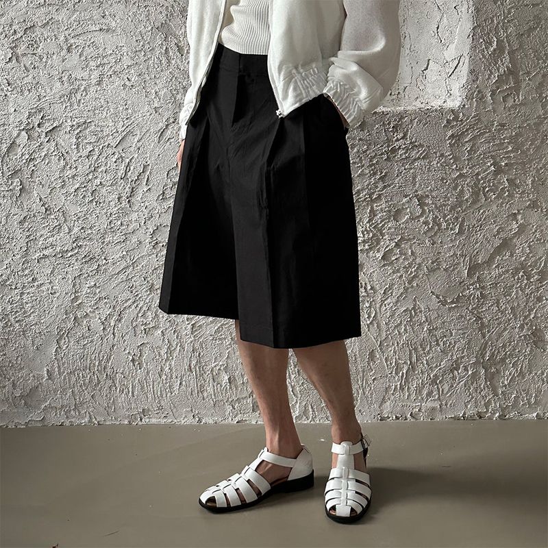 [S/S] Basic half banding short slacks (2color)