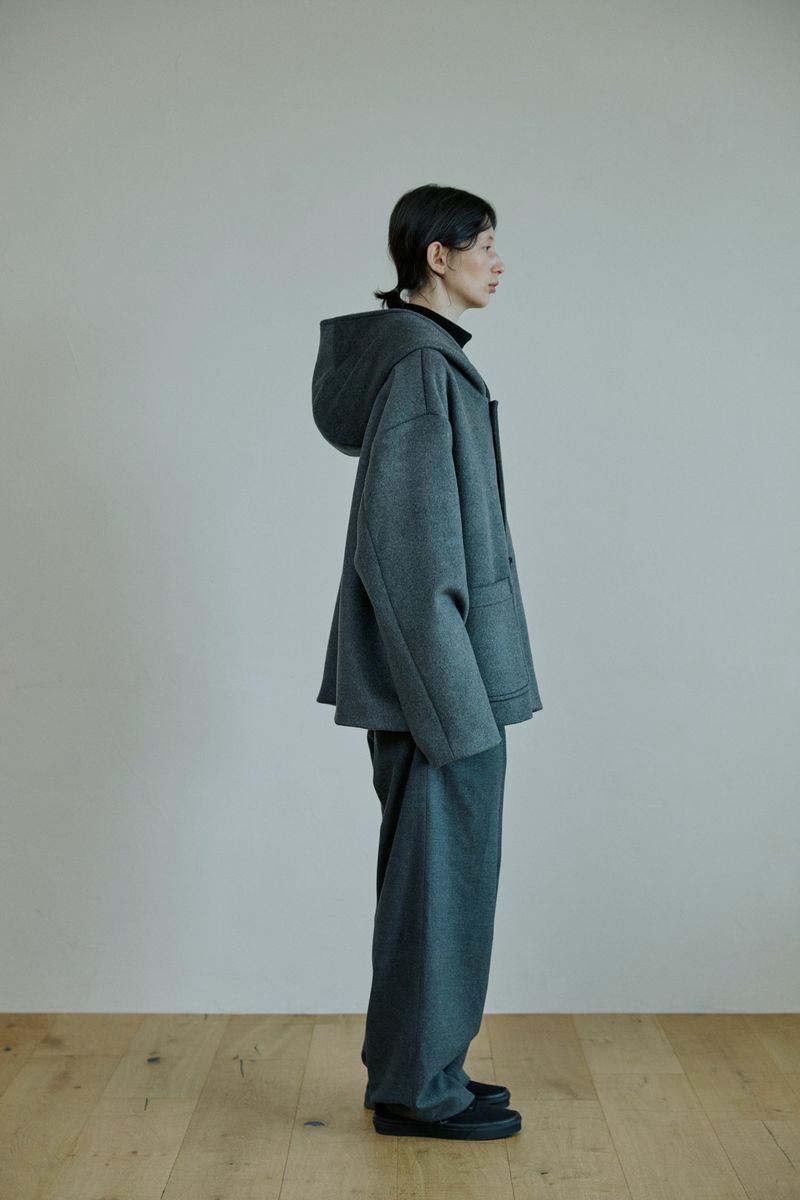 unisex wool hood coat gray