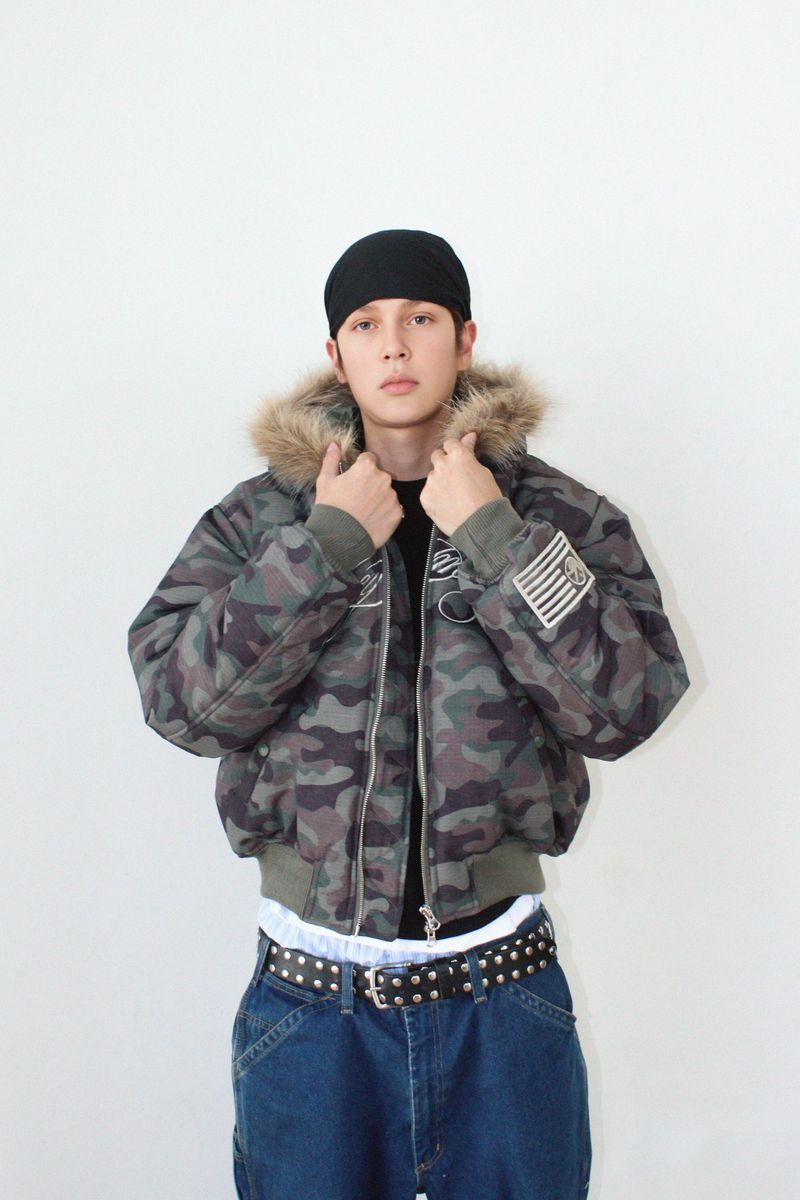 Cropped Fur Hood MA-1 Jacket (Camo)