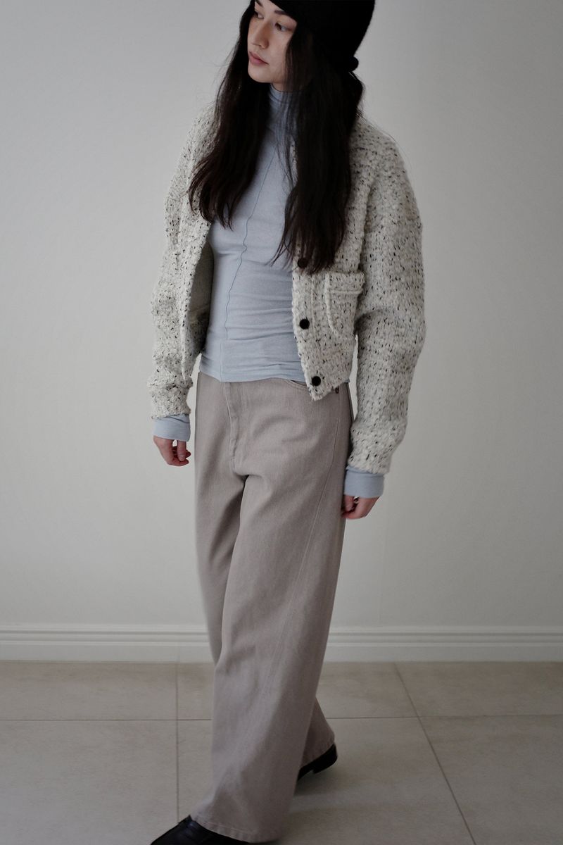 Washed straight leg pants, Beige
