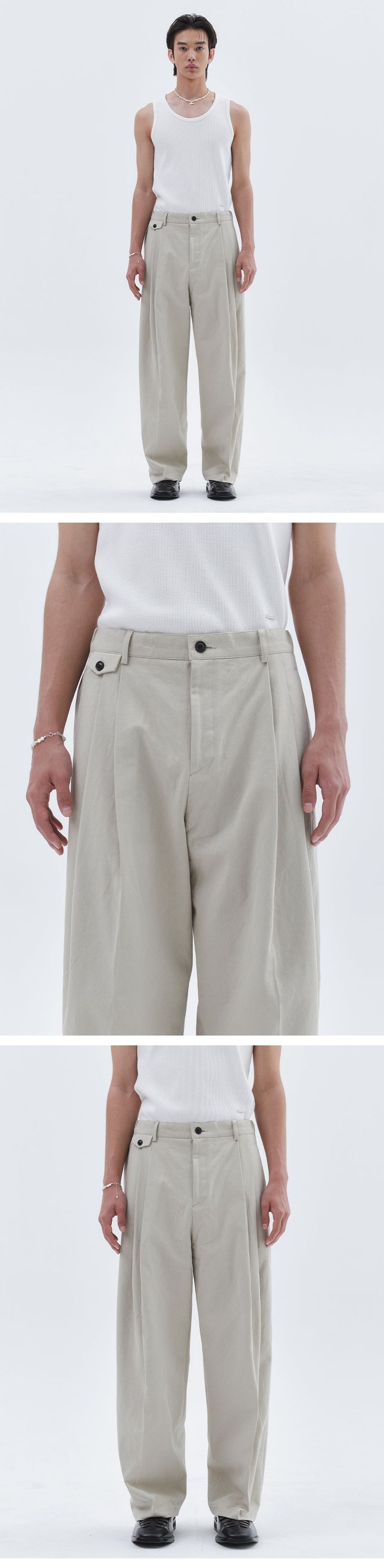 Flap pocket wide pants_Beige  