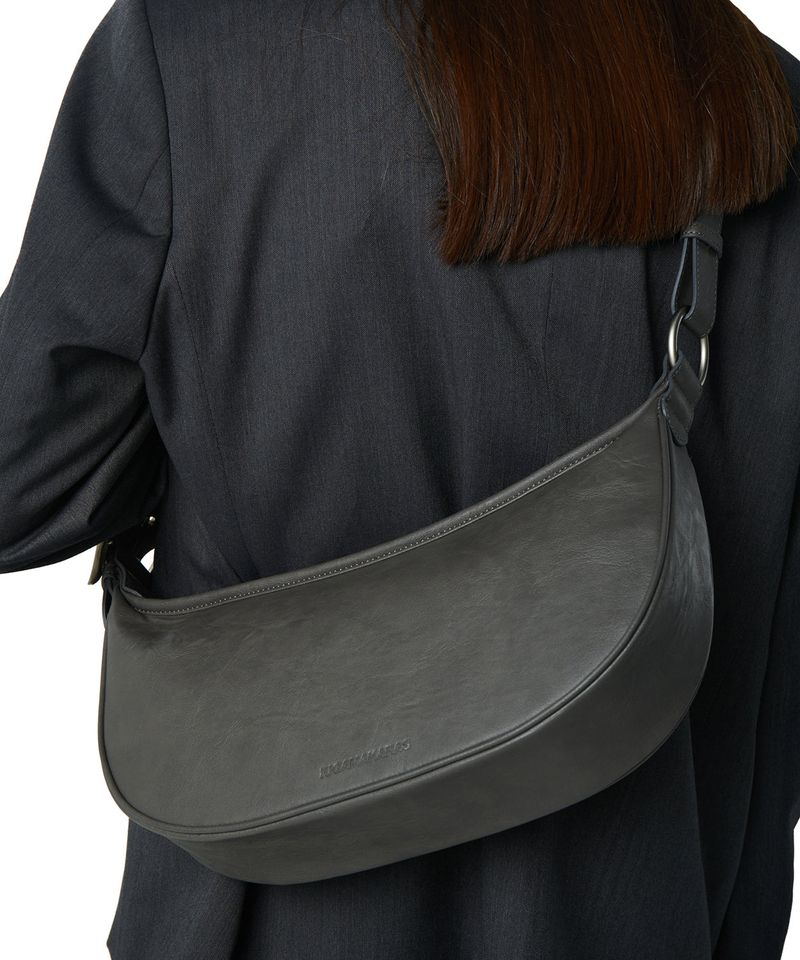H-Buckle Soft Leather Hobo Bag (gray)