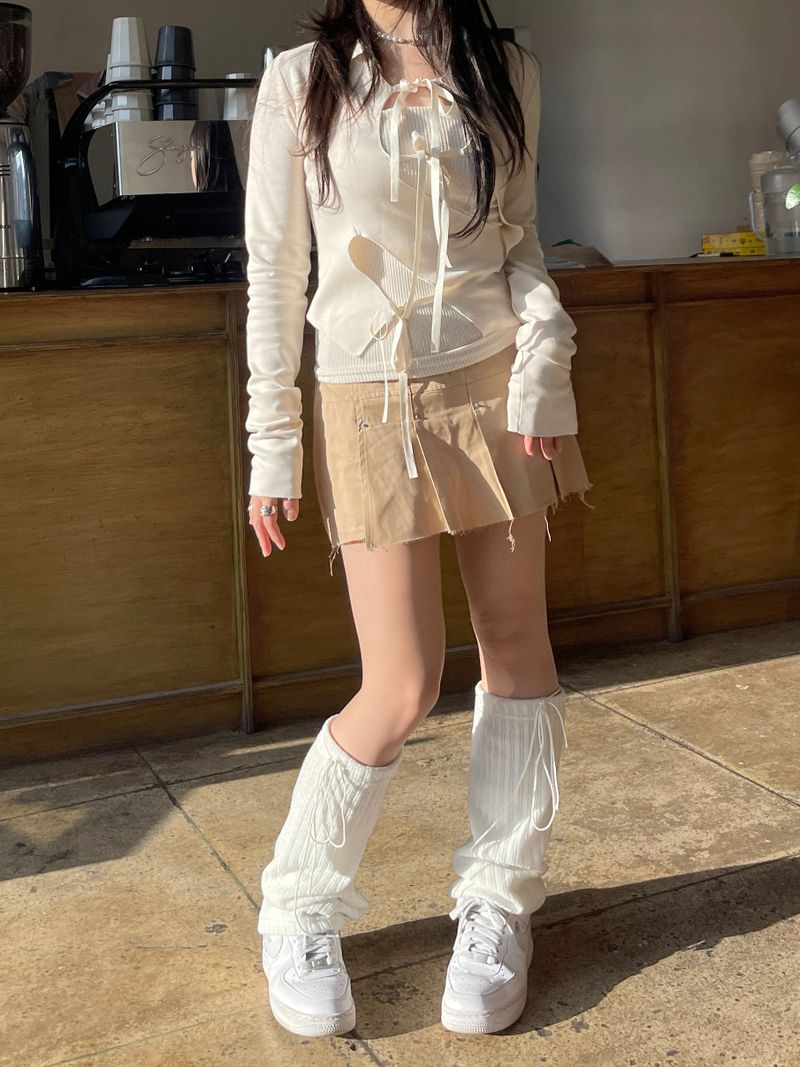 Chunky Damage Button Skirt Pants