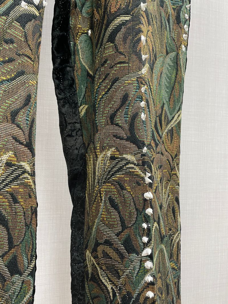 Bottle Green and White Pendant Pattern Trousers