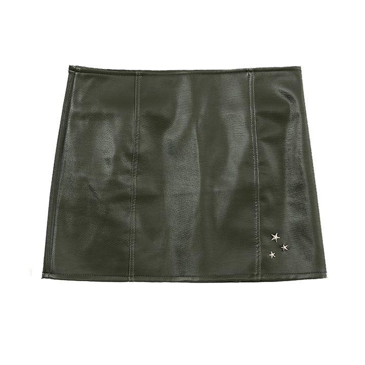 ENAMEL LEATHER MINI SKIRT