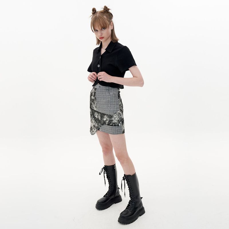 Frill Skirt [Tie-dye check]
