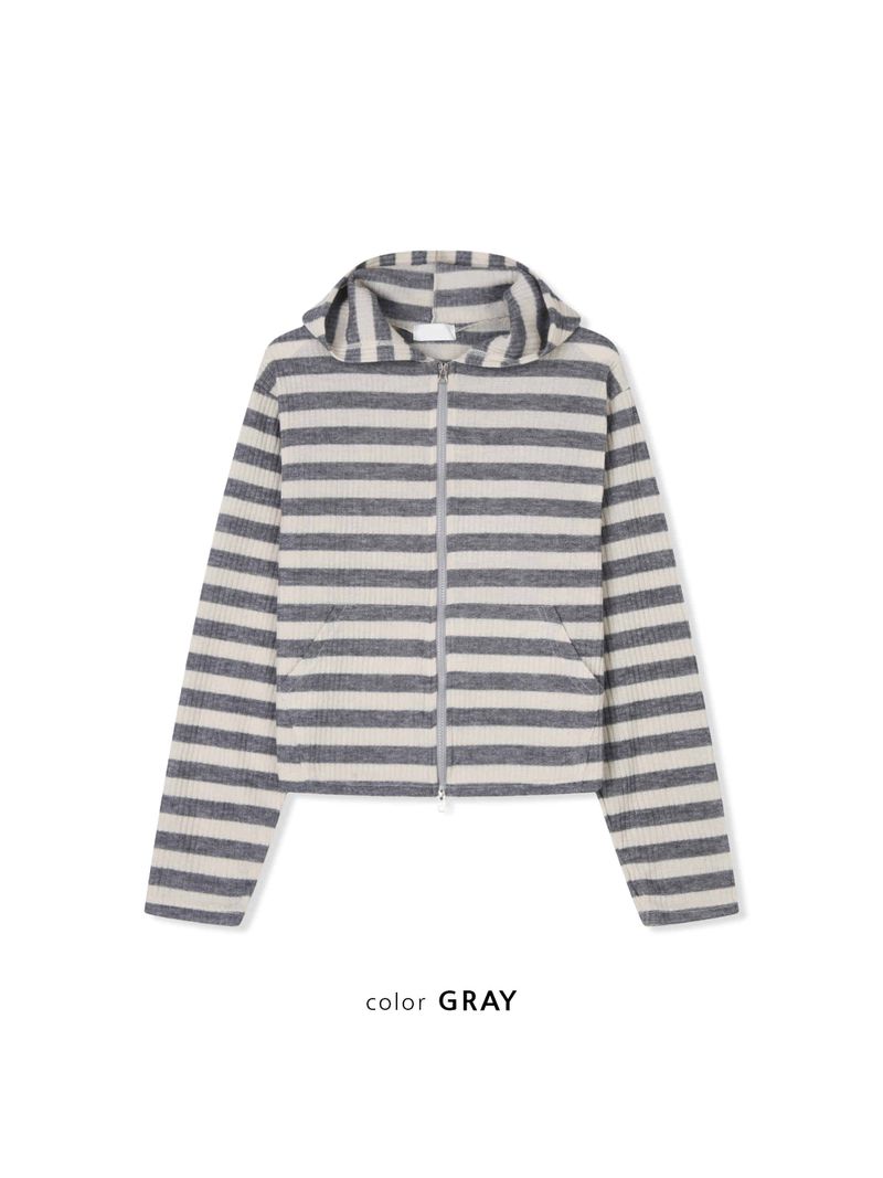 Ocean Striped Warmer Zip Hoodie