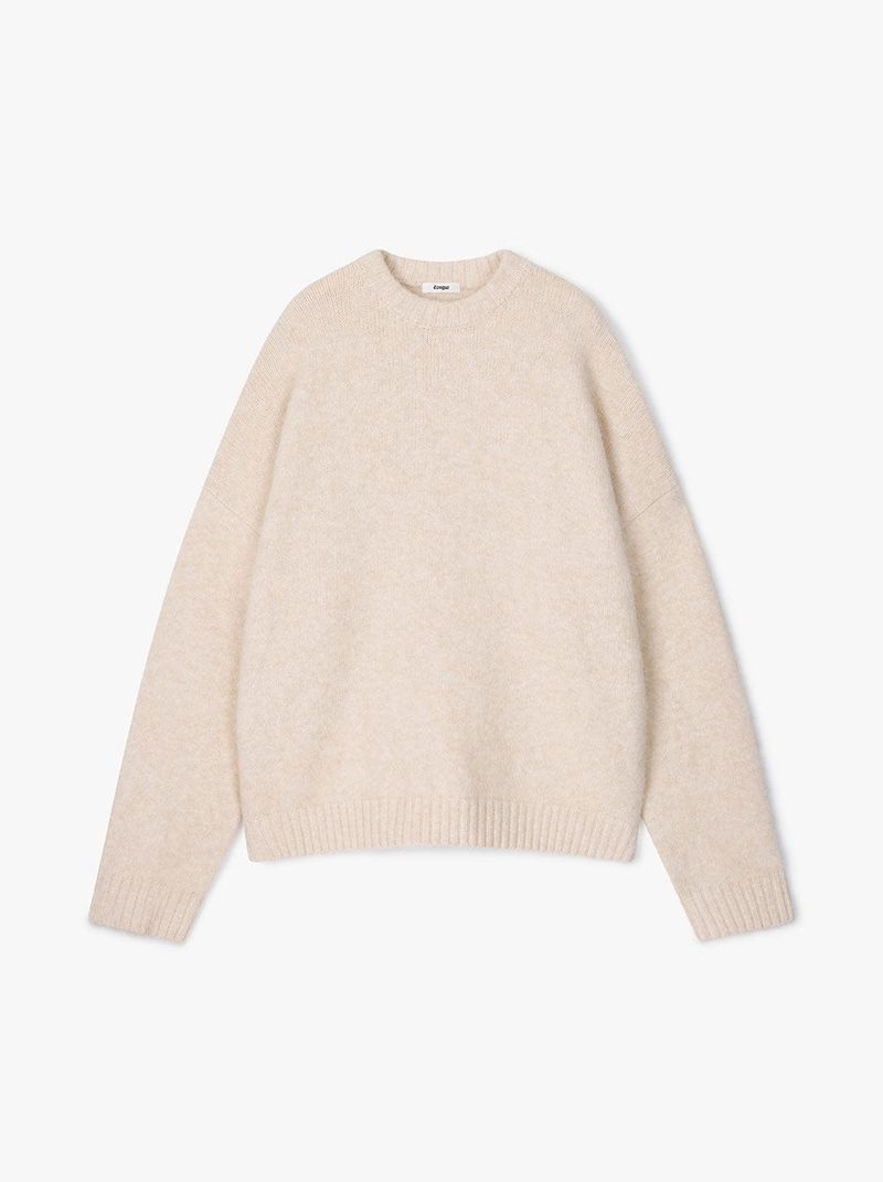 BEANIE SET OVERSIZED KNIT (IVORY)