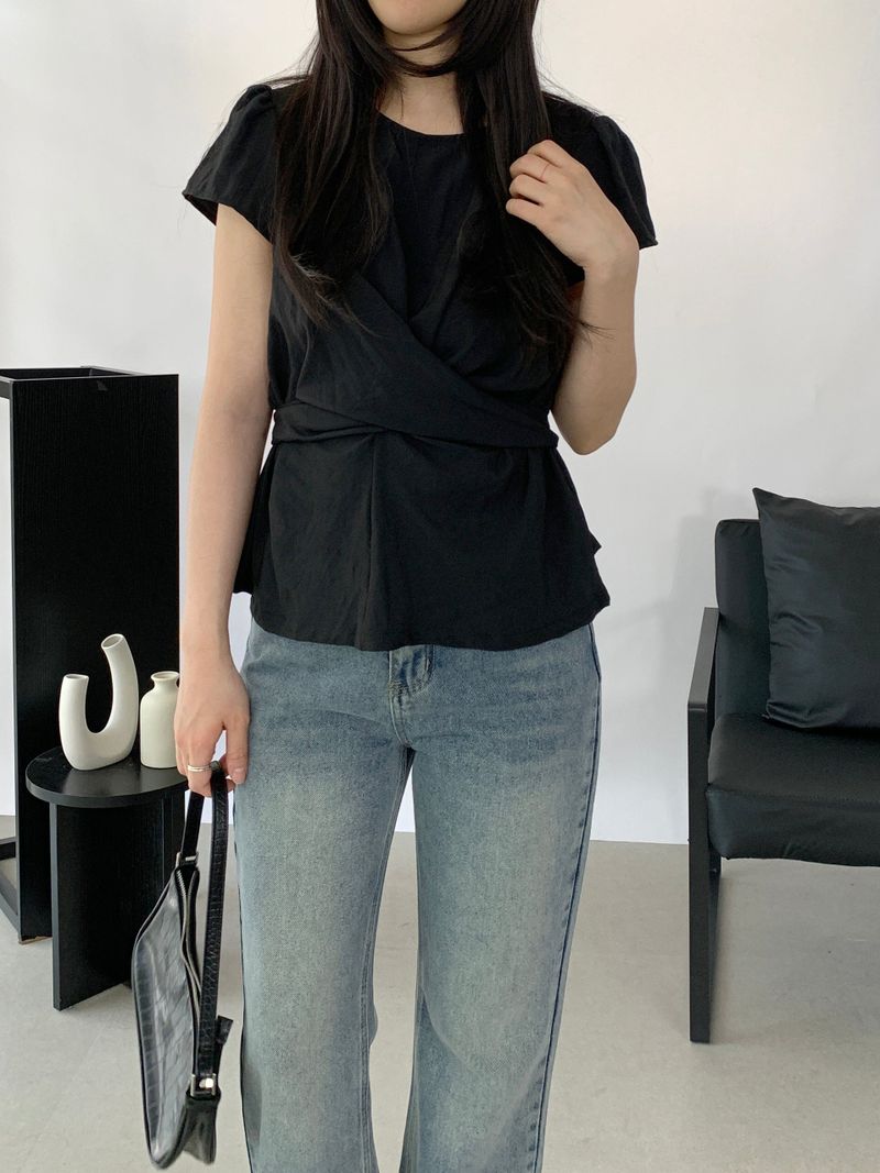 Amélie Shirred Wrap Blouse