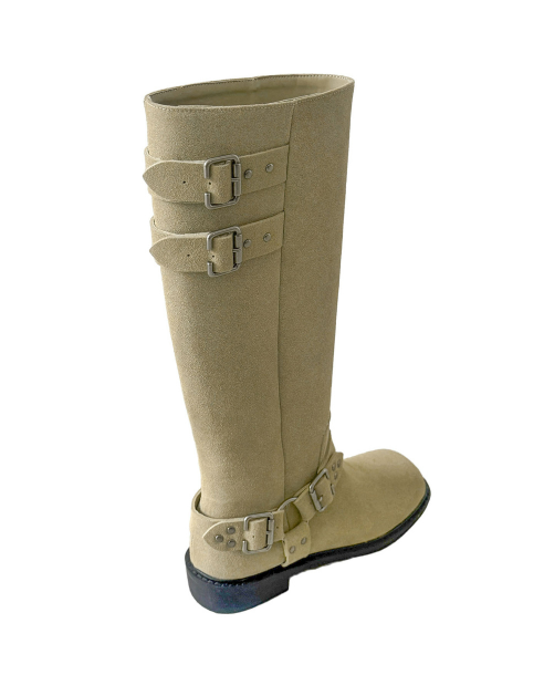 birkin down buckle matte suede boots
