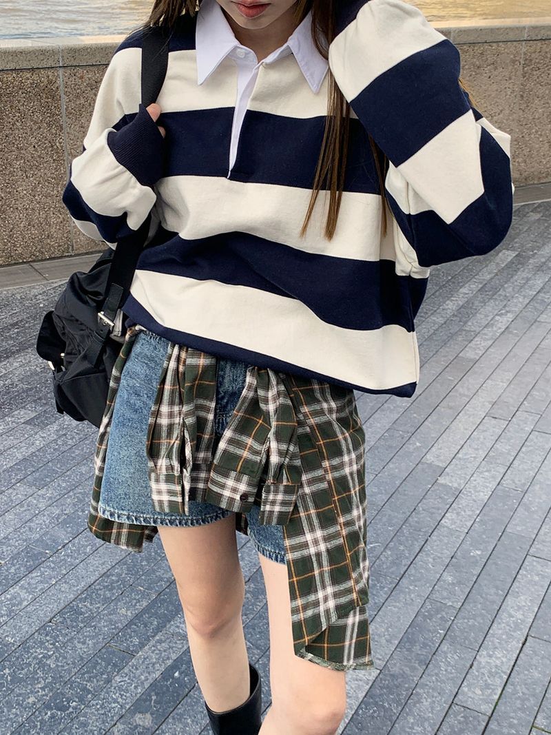 [UNISEX] Perrin Stripe Cara Sweatshirt