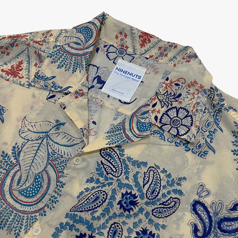 ethnic paisley open collar shirt_blue