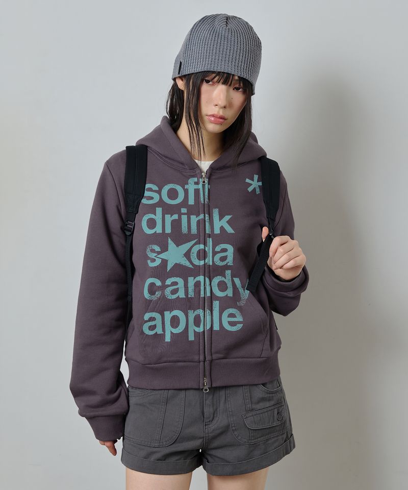 ODDSTUDIO（オッドスタジオ）の「Soft Drink Star Typo Hoodie Zip-up - PURPLE（Tops）」