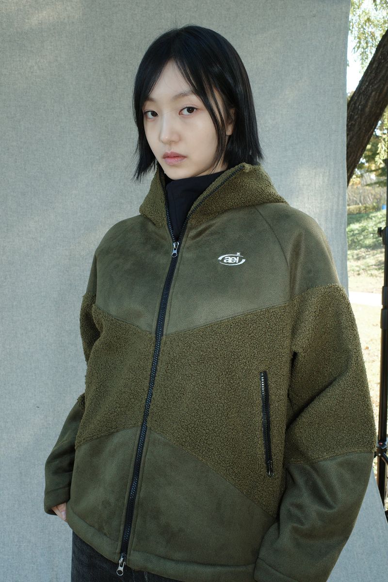 FLEECE HOODIE ZIP-UP [KHAKI]