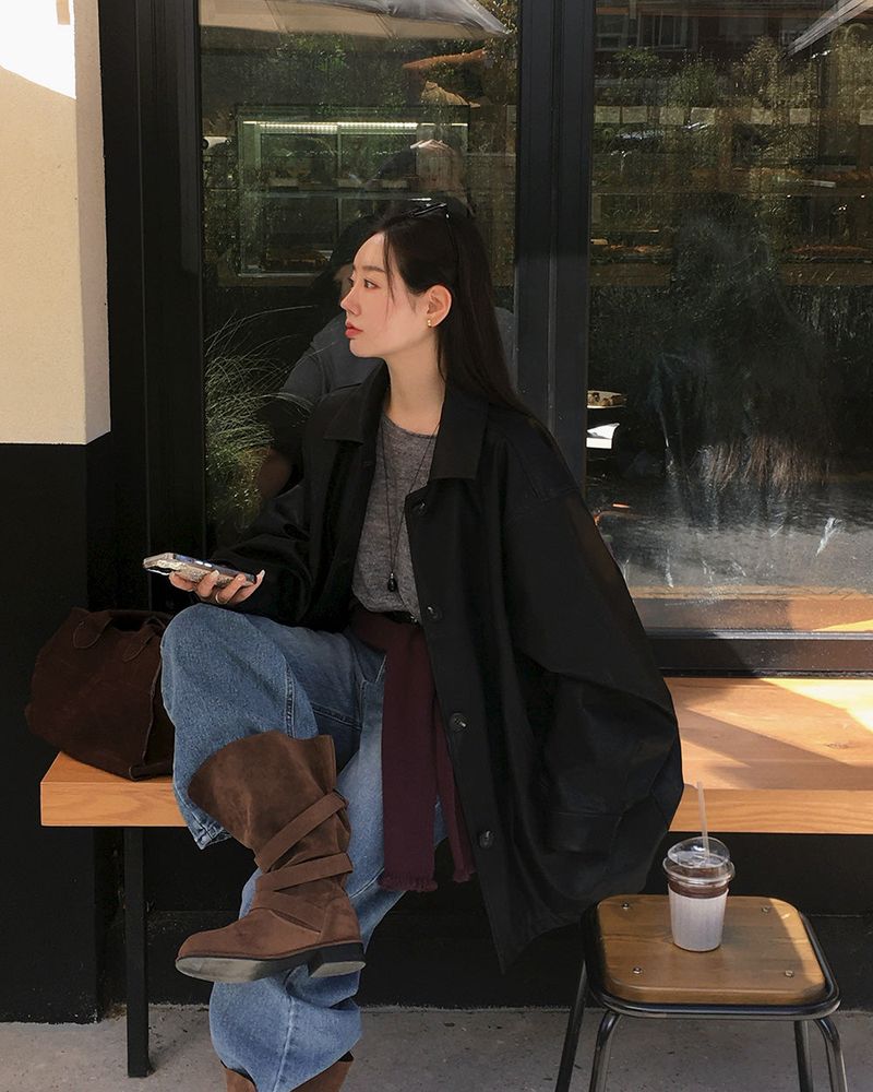Our Leather Middle Jacket
