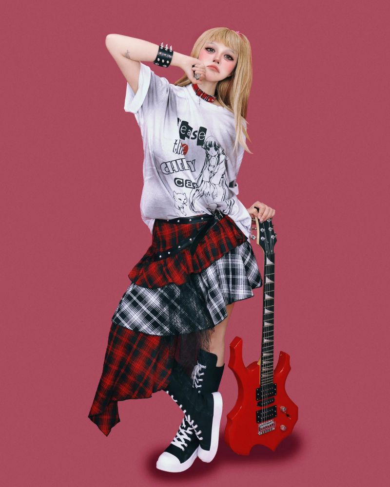 double punk unbalanced skirt