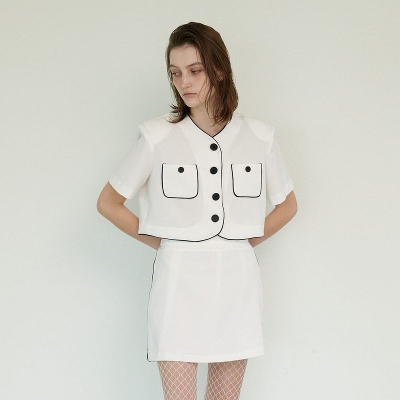  LINE BUTTON JACKET, WHITE