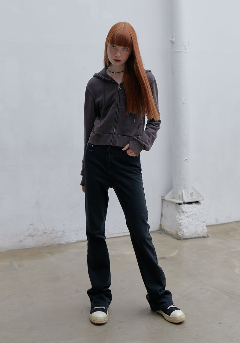 WASHED RIVET DENIM PANTS