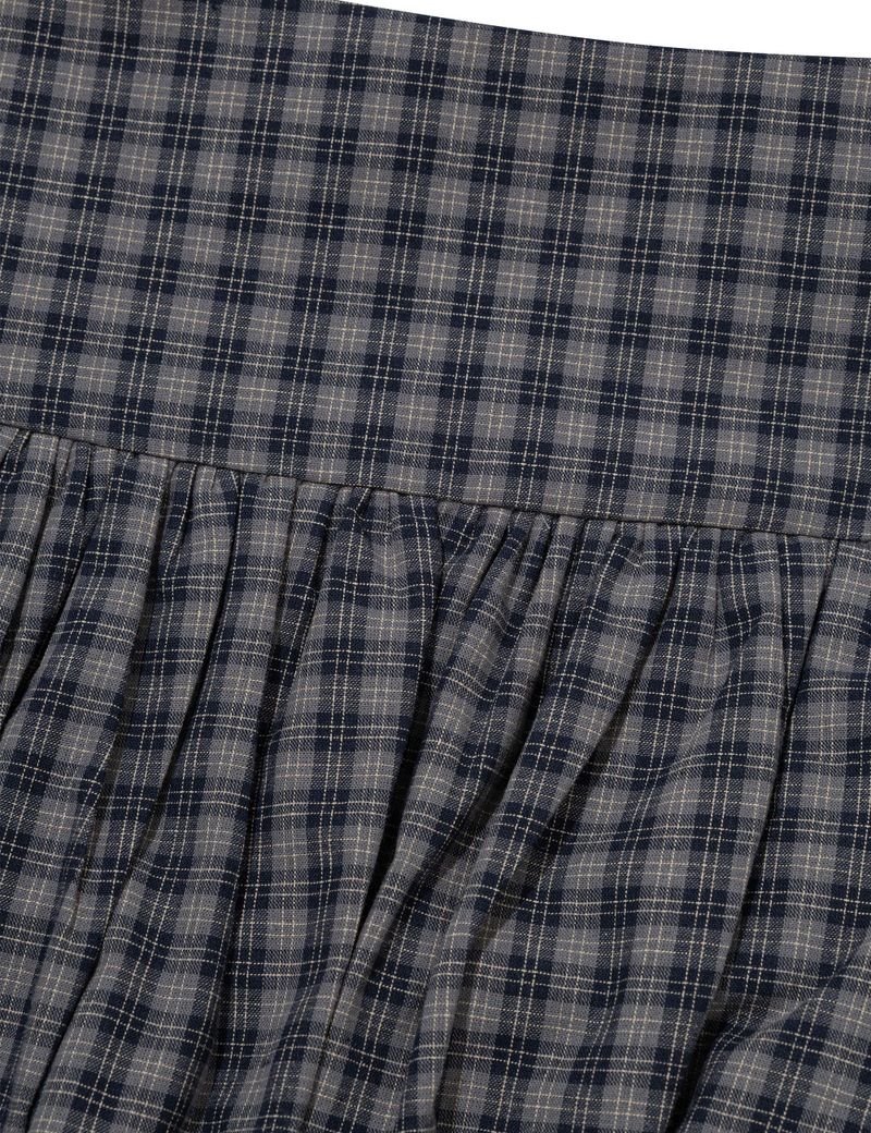 CHECKERED PUMPKIN SKIRT PANTS(NAVY)