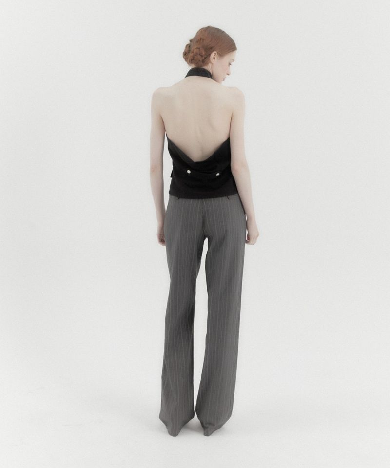 Halter Waistcoat Top Black
