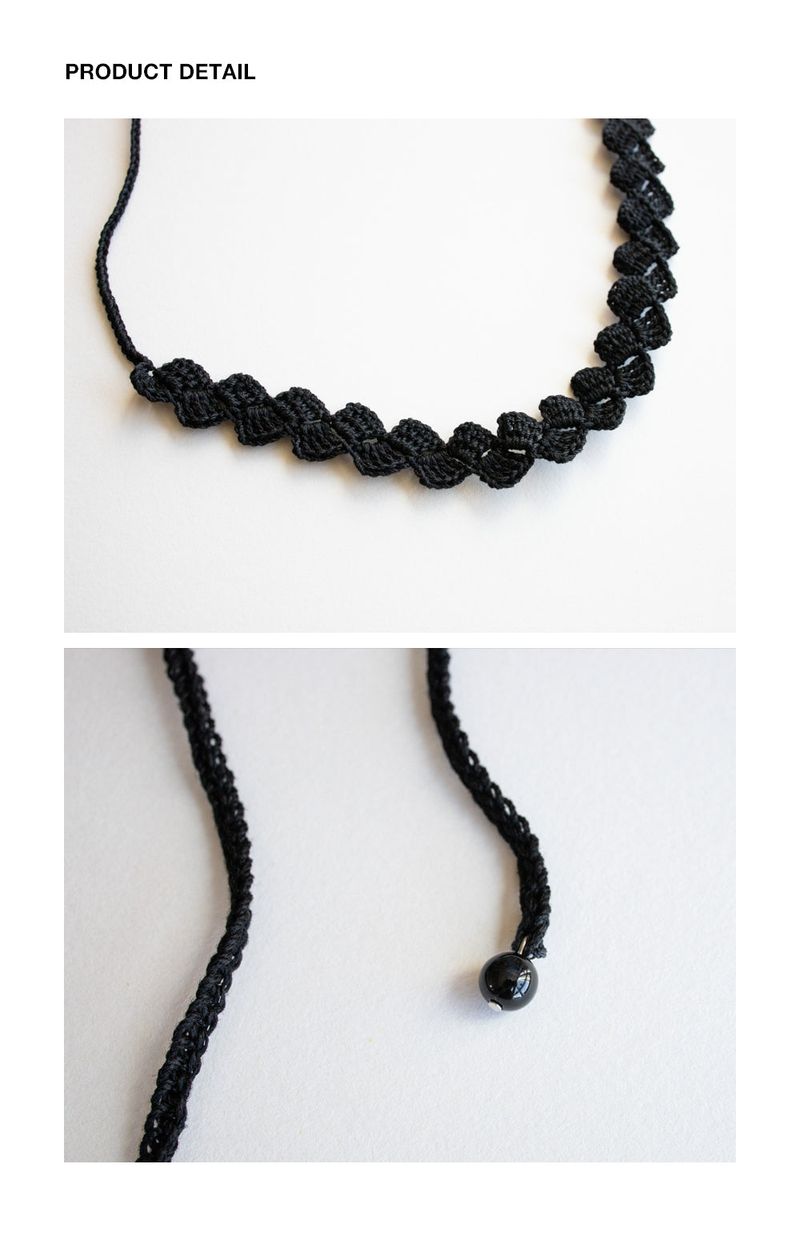 Black silky crochet knit choker