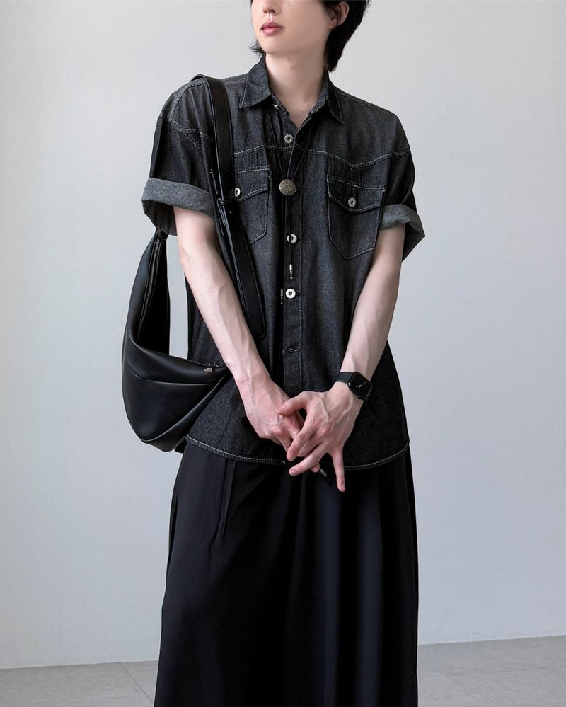 Podia Denim Half Shirt