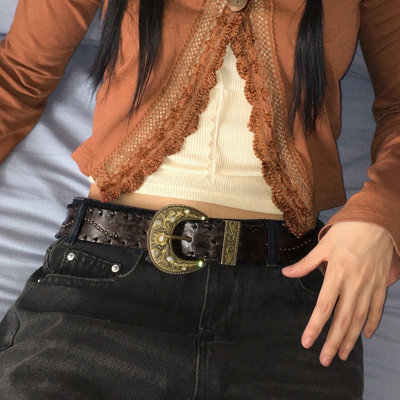 Pacel Bohemian Leather Stud Wide Big Belt