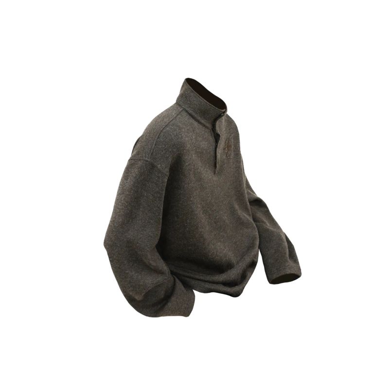 RELABEL('LABEL) Wool magnetic stand collar embroidered loose warm simple casual knitted sweater