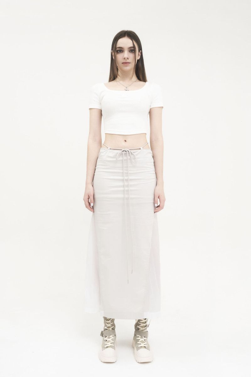  [Seow] Croped logo T-shirts, white