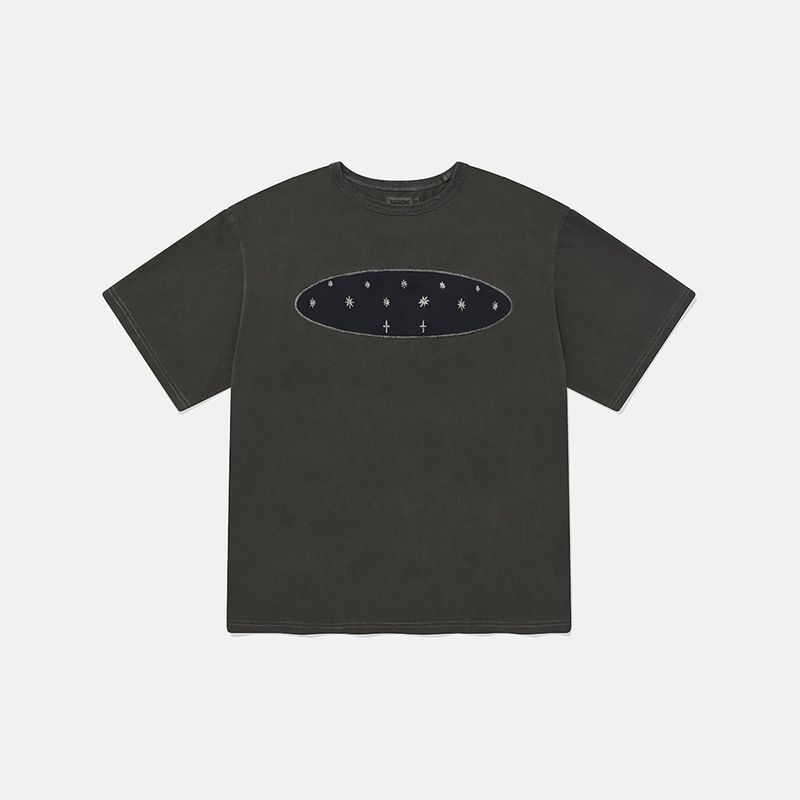 karactor（カラクター）の「Starry pigment half T-shirts / Black charcoal（Tops）」
