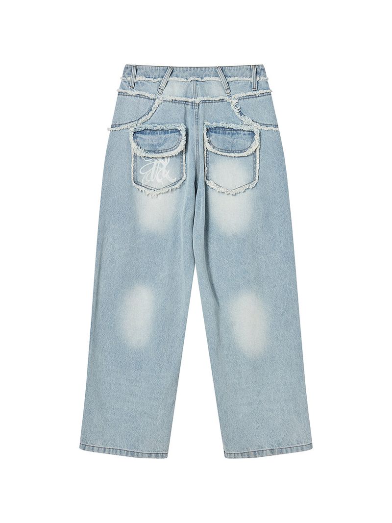 RAW CUT DENIM PANTS (LIGHT BLUE)