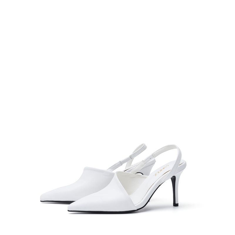 Stiletto Sling-Back Sandal Heel(White)